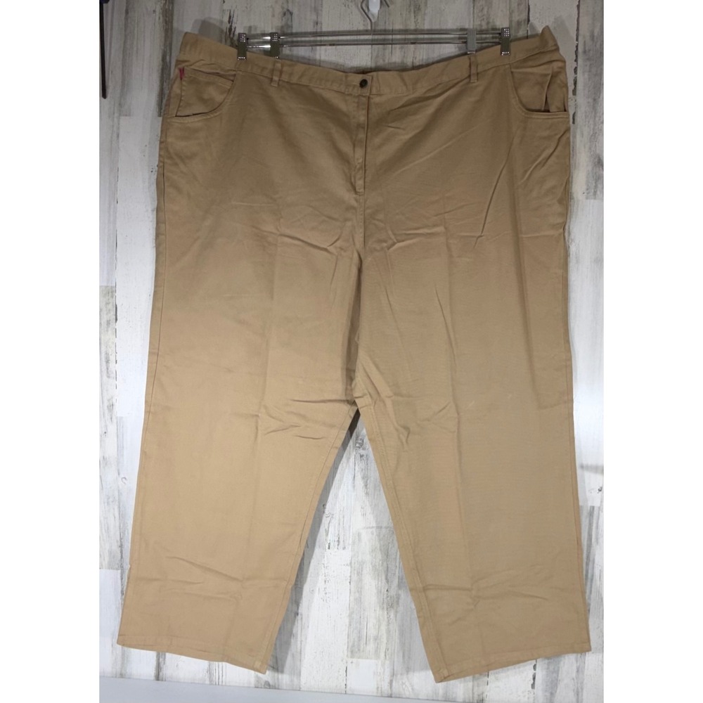 Woman Within Pants 44T (60x32) Tan Khaki Cotton Classic Fit Very High Rise